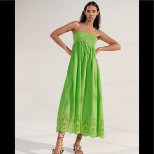 Zara green empire waist maxi dress in size medium